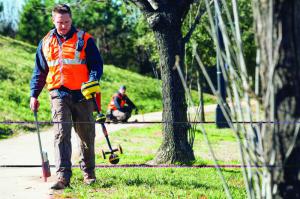 Matt Bellmann, owner of Sweetwater Utility Exploration in Troutman, North Carolina, uses a RIDGID SR-60 locator to map utilities on a job site. (Photography by Jason Miczek)